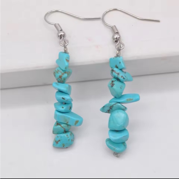 Bracelet And Earrings Set - Green Turquoise Healing Natural Stone - Picture 3 of 10